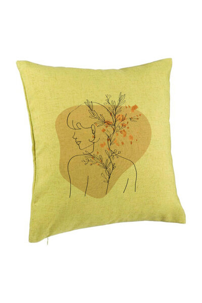 BEKZ Μαξιλαροθήκη, Σχέδιο Γυναικείου Σώματος και Λουλούδια, 40x40 Εκ., Πράσινο