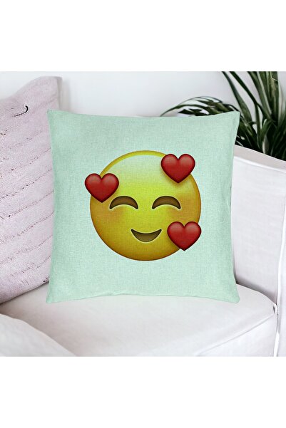 BEKZ Față de pernă, model Emoji In Love, 40x40 cm, verde mentă