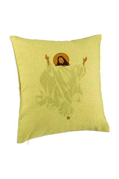 BEKZ Декоративна възглавница с коледна тематика, Исус Христос, 40x40 см, зеле...