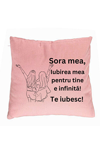 BEKZ Perna Decorativa Sora mea 5, 40x40 cm, Roz, Husa Detasabila, Burduf