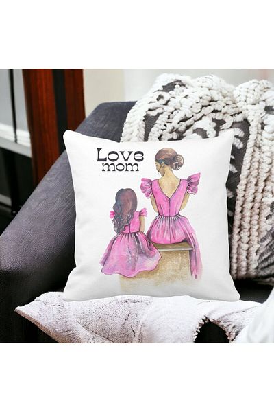 BEKZ Pillowcase, Love Mom, 40x40 Cm, White, Matte