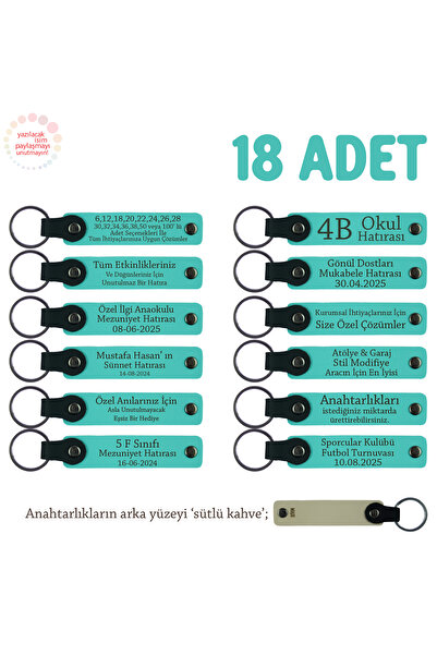 Miaju خاص لطلاب الفصل الدراسي، مجموعة من 18 قطعة، سلسلة مفاتيح تذكارية شخصية، فيروزي وقهوة بالحليب