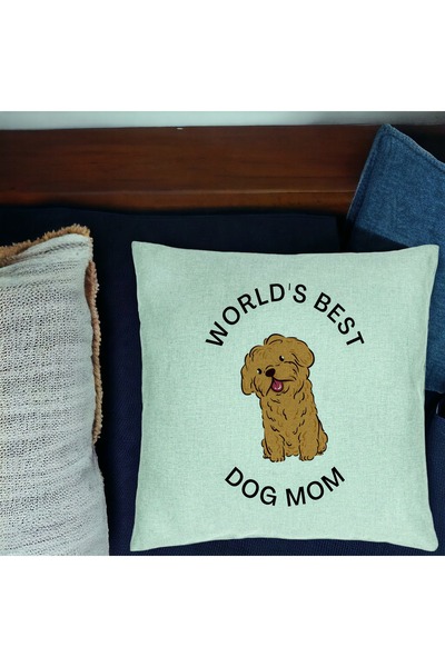 BEKZ Fata De Perna, Model World's Best Dog Mom, 40x40 Cm, Verde Menta, H...