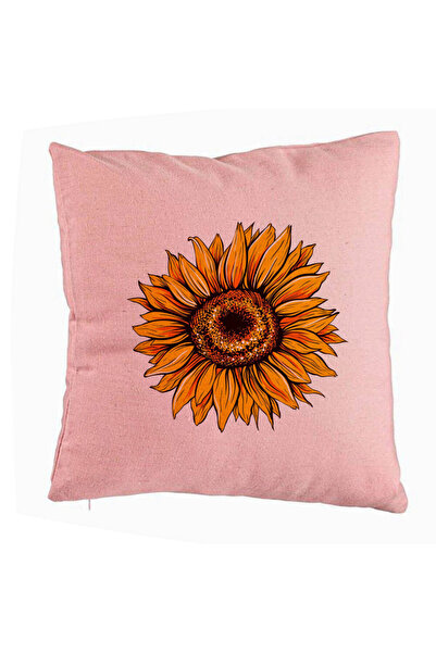 BEKZ Perna Decorativa, Model Florea Soarelui, 40x40 cm, Roz, Husa Detasabila,...