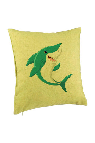 BEKZ Perna Decorativa, Model copii Rechin Verdestru, 40x40 cm, Verde, Husa De...