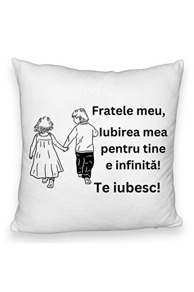 BEKZ Perna Decorativa Fluffy, Fratele meu 5, 40x40 cm, Alba, Husa Detasabila, Burduf
