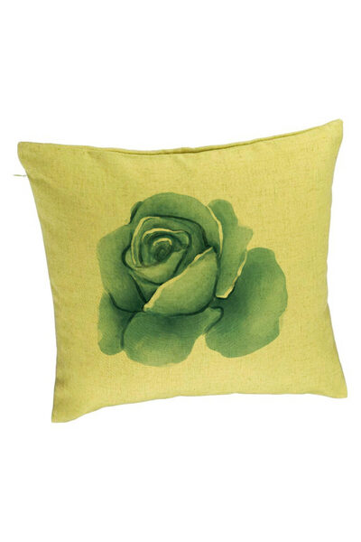 BEKZ Față de pernă, model floral cu trandafir verde, 40x40 cm, verde
