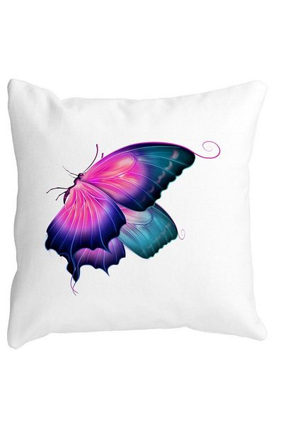 BEKZ Square Pillowcase Butterfly Multicolor, 40x40 Cm, White, Matte