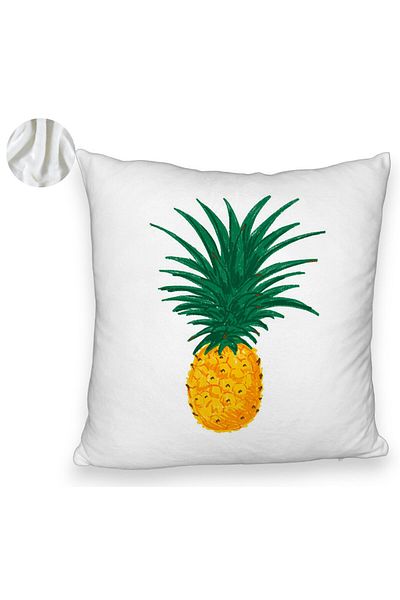 BEKZ Față de pernă pufoasă, model ananas, 40x40 cm, albă