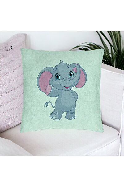 BEKZ Μαξιλαροθήκη, Παιδικό Σχέδιο Ελέφαντα, 40x40 Εκ., Πράσινο της Μέντας