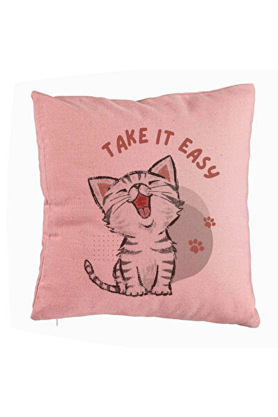 BEKZ Perna Decorativa, Model Take it Easy, 40x40 cm, Roz, Husa Detasabila, Bu...