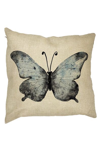 BEKZ Perna Decorativa Fluture 1, Blue and Black 40x40 cm, Husa Detasabila, Burduf