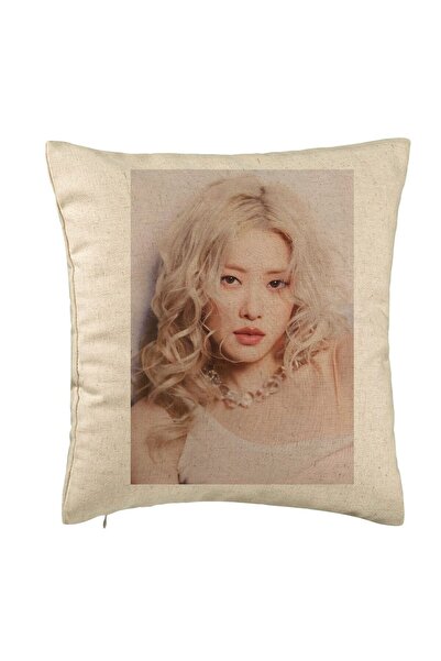 BEKZ Perna Decorativa BlackPink Rose 3, 40×40 cm, Bej, Husa Detasabila, Burduf