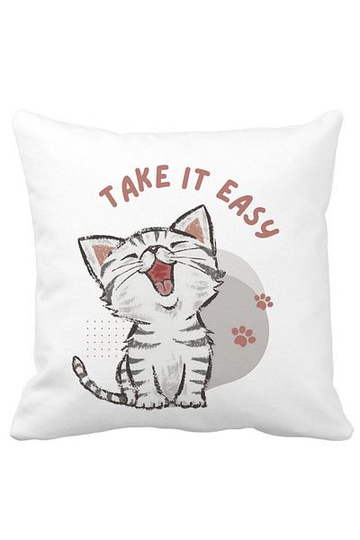 BEKZ Pillowcase, Take It Easy, 40x40 Cm, White, Matte
