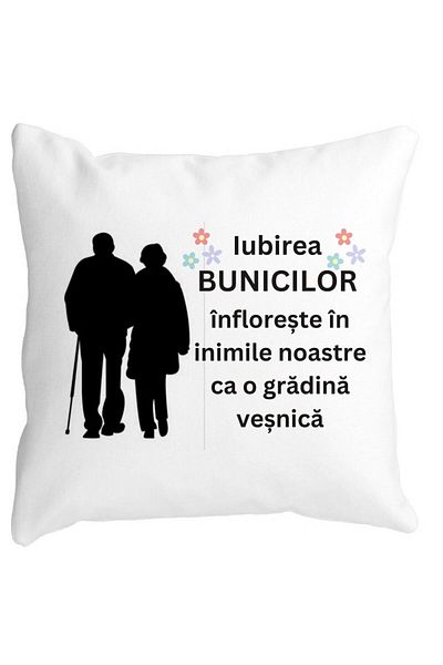 BEKZ Perna Decorativa pentru Bunici 1, 40x40 cm, Alba, Mata, Husa Detasabila, Burduf