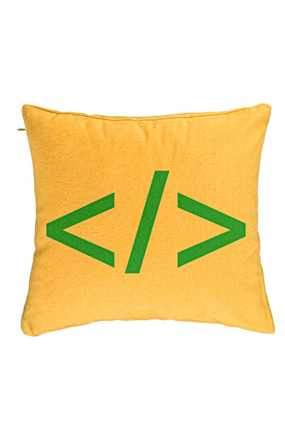 BEKZ Perna Decorativa, Model IT Coder, 40x40 cm, Galben, Husa Detasabila, Burduf