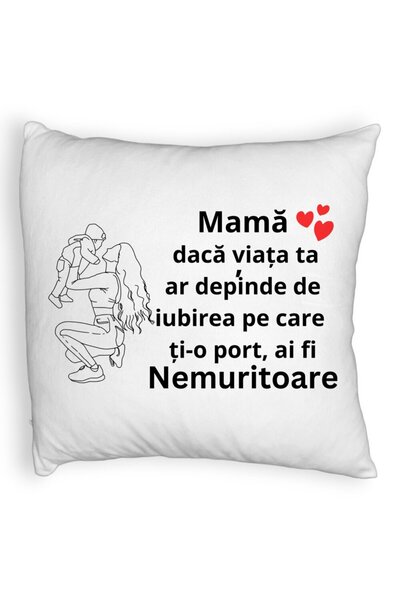 BEKZ Față de pernă pufoasă, model mamă, 10,40x40 cm, albă