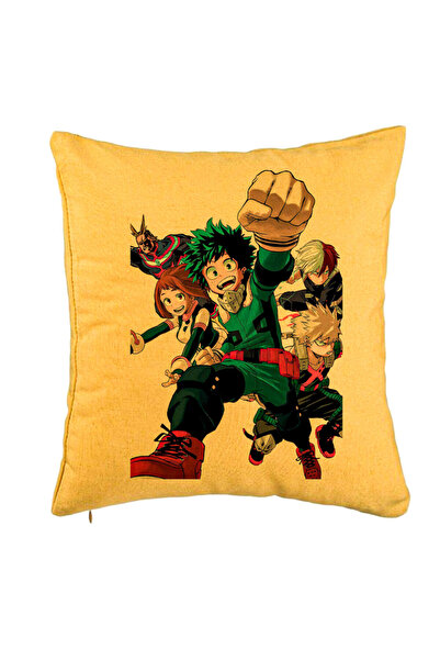 BEKZ Perna Decorativa cu My Hero Academia Characters 2, 40x40 cm, Galben, Hus...