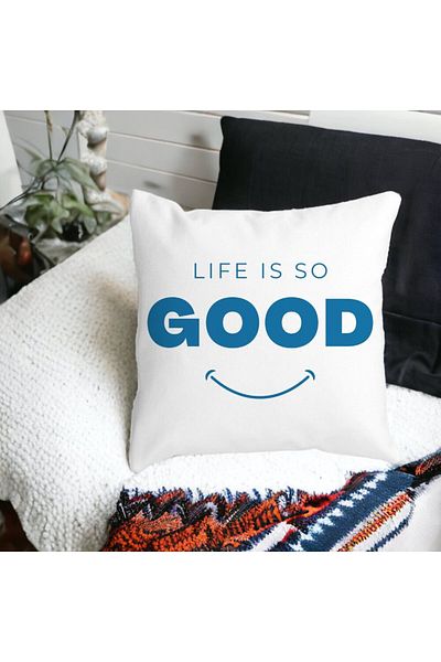 BEKZ Life Is So Good Square Pillowcase, 40x40 Cm, White, Matte