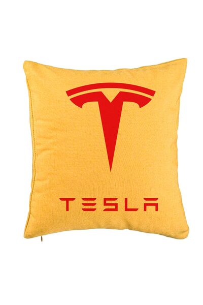 BEKZ Perna Decorativa, Tesla, 40x40 cm, Galben, Husa Detasabila, Burduf