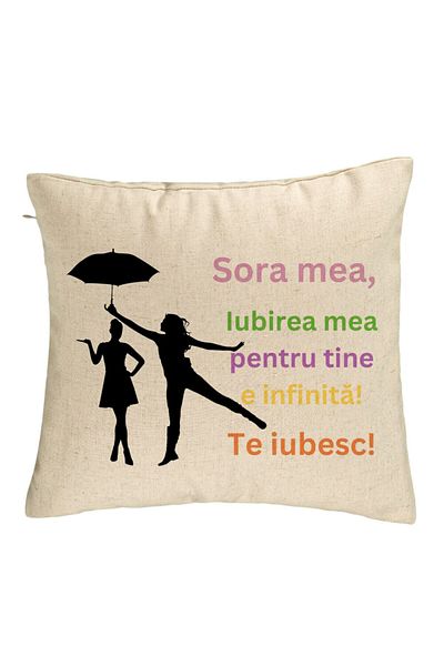 BEKZ Perna Decorativa Sora mea 3, 40x40 cm, Bej, Husa Detasabila, Burduf