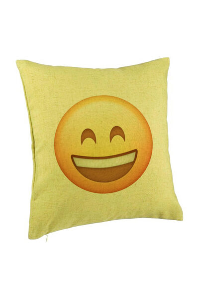 BEKZ Perna Decorativa, Model Emoji Fericit, 40x40 cm, Verde, Husa Detasabila,...