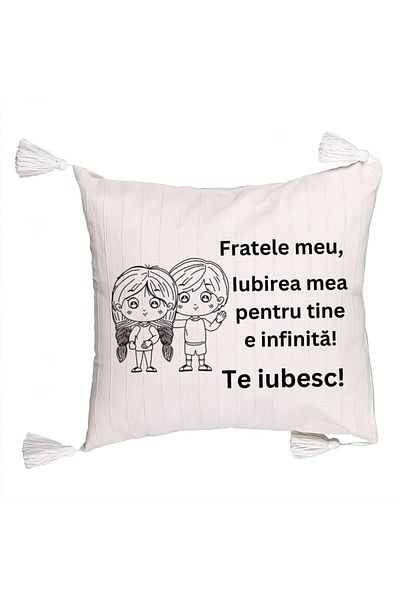 BEKZ Fringed Pillowcase My Brother 2, 45x45 cm, With zipper