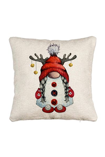 BEKZ Perna Decorativa Canapea cu tematica de Craciun, Gnom 2, 40x40 cm, Cu fermoar
