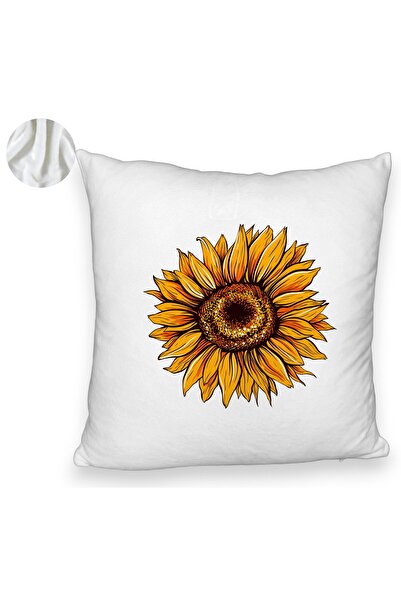 BEKZ Față de pernă pufoasă, model floarea soarelui, 40x40 cm, albă