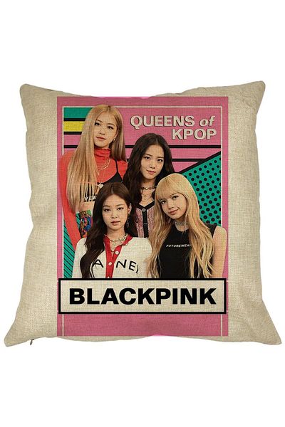 BEKZ Perna Decorativa Patrata Blackpink K-POP, 40x40 cm, Husa Detasabila, Burduf