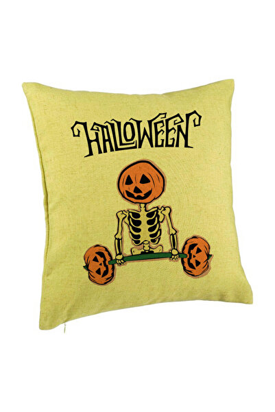 BEKZ Față de pernă cu motiv de schelet de Halloween, 40x40 cm, verde