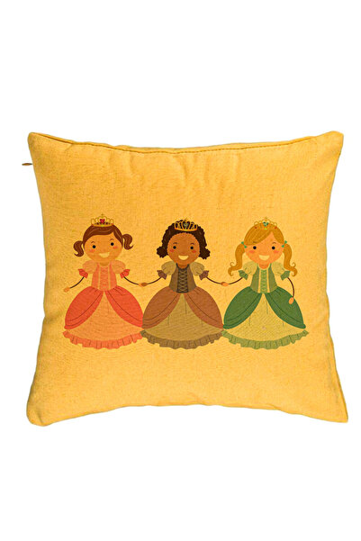 BEKZ Perna Decorativa, Model 3 Printese, 40x40 cm, Galben, Husa Detasabila, B...