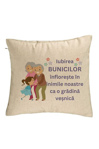 BEKZ Perna Decorativa pentru Bunici 2, 40x40 cm, Bej, Husa Detasabila, Burduf
