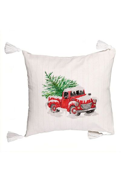 BEKZ Christmas themed fringed pillowcase, 1, 45x45 cm, Ecru, With zipper