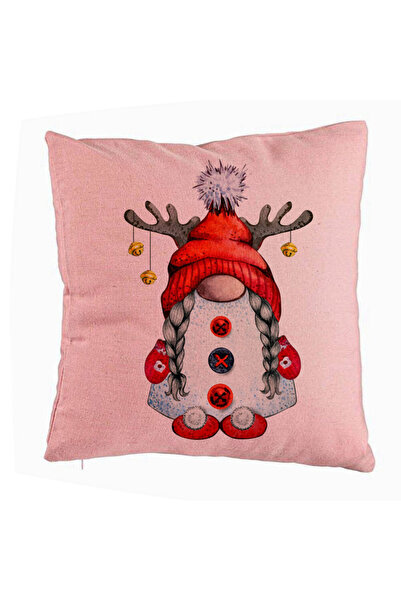 BEKZ Декоративна възглавница с коледна тематика, Джудже 2, 40x40 см, розова, ...