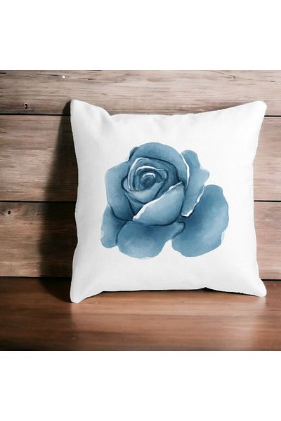 BEKZ Square Floral Blue Rose Pillowcase, 40x40 Cm, White, Matte