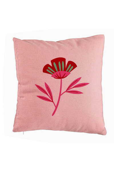 BEKZ Perna Decorativa, Model Florale Red Paradise, 40x40 cm, Roz, Husa Detasa...