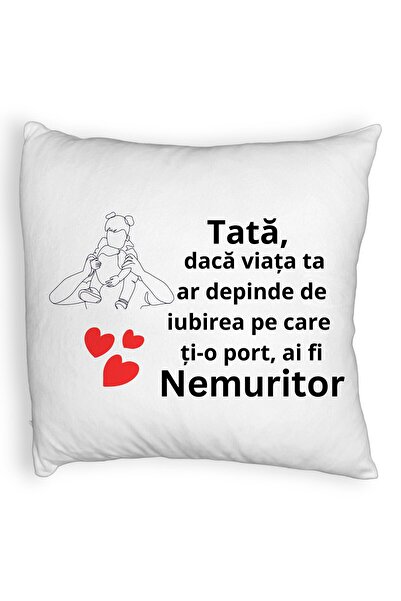 BEKZ Perna Decorativa Fluffy, Model pentru Tata 1, 40x40 cm, Alba, Husa Detas...