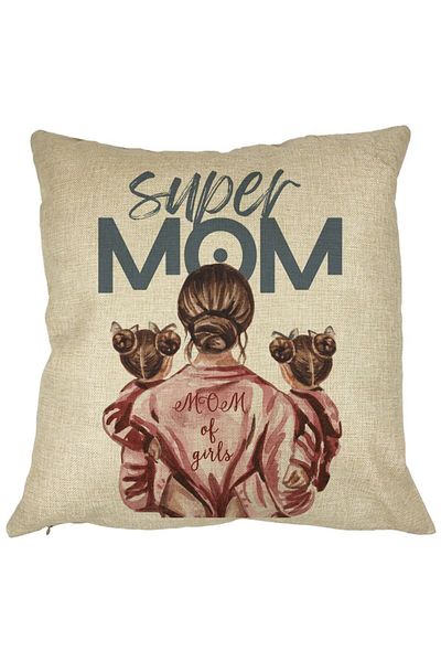 BEKZ Față de pernă pătrată Super Mom of Girls, 40x40 cm
