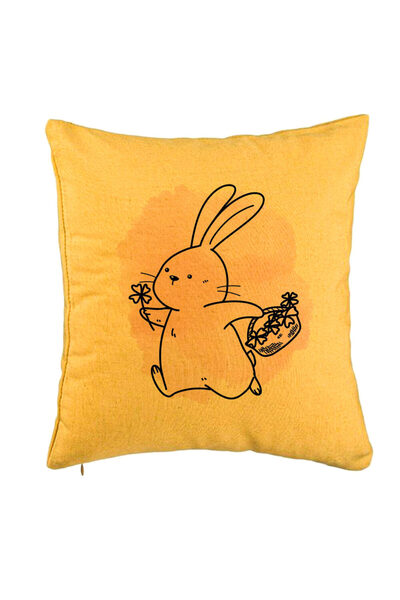 BEKZ Perna Decorativa, Model Iepuras Roz, 40x40 cm, Galben, Husa Detasabila, ...