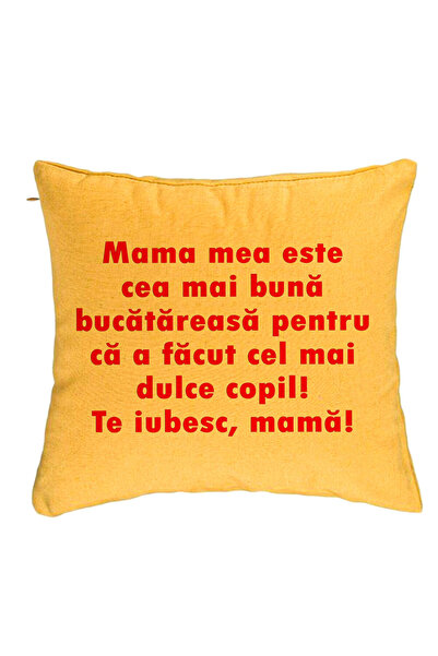 BEKZ Față de pernă, model pentru mama te iubesc 6, 40x40 cm, galben