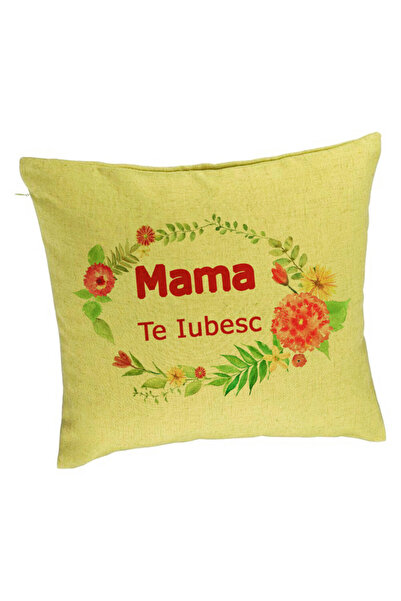 BEKZ Perna Decorativa, Model Pentru Mama Te iubesc 2, 40x40 cm, Verde, Husa D...