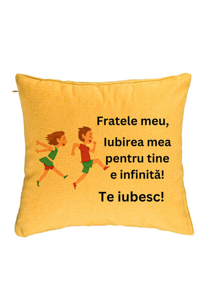 BEKZ Perna Decorativa Fratele meu 7, 40x40 cm, Galben, Husa Detasabila, Burduf