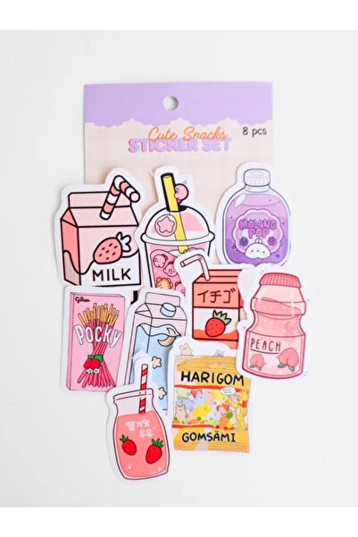 ÖZ OFİS Cute Snacks 8'li Sticker Set