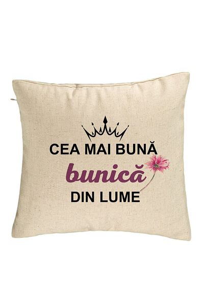 BEKZ Perna Decorativa pentru Bunica 12, 40x40 cm, Bej, Husa Detasabila, Burduf