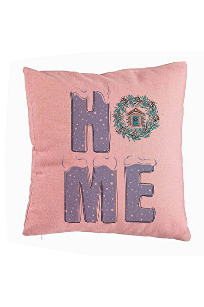 BEKZ Perna Decorativa de Craciun, HOME, 40x40 cm, Roz, Husa Detasabila, Burduf