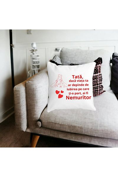 BEKZ Perna Decorativa pentru Tata 2,40x40 cm, Alba, Mata, Husa Detasabila, Burduf