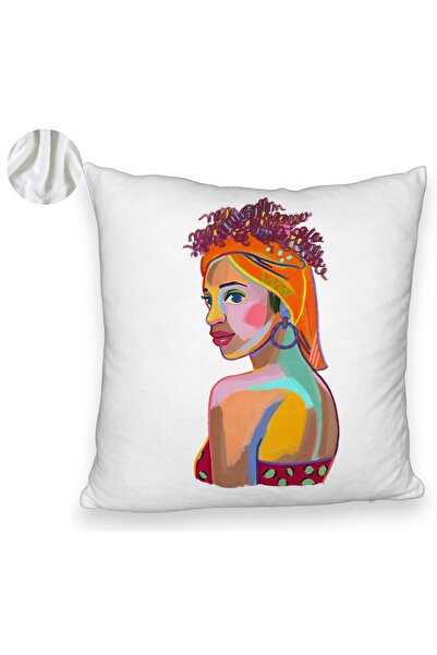 BEKZ Față de pernă pufoasă, model african creț, 40x40 cm, albă