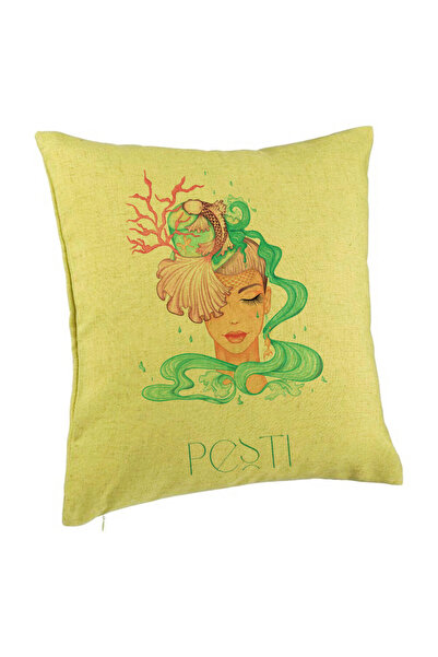 BEKZ Față de pernă, model cu semn zodiacal Pești, 40x40 cm, verde
