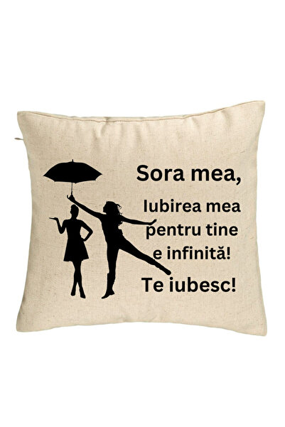 BEKZ Perna Decorativa Sora mea 2, 40x40 cm, Bej, Husa Detasabila, Burduf